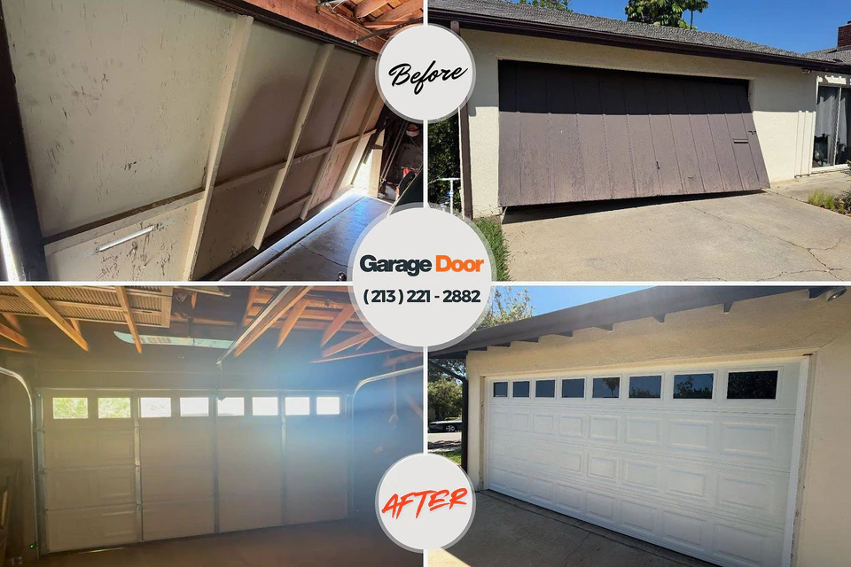Before and after: garage door repair Calverton, NY